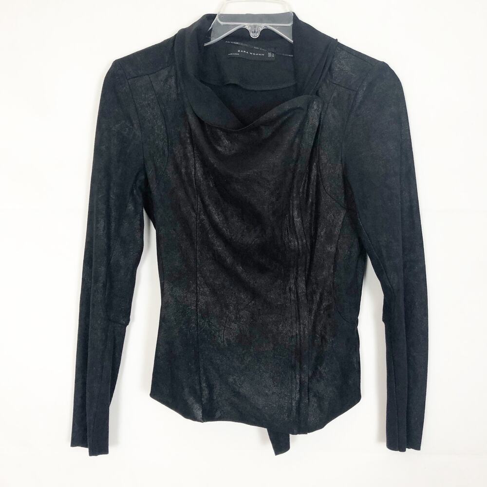 Zara Woman Asymmetrical Zipper Faux Suede Moto Jacket Size S